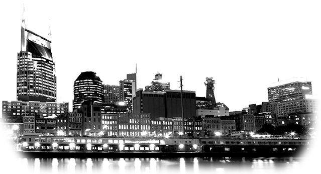 black and white night time nashville skyline cutout